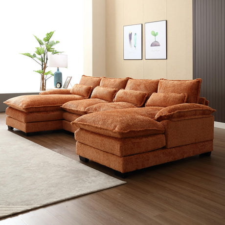 110" Sectional Sofa Cloud Couch for Living Room, Modern Chenille U Shaped Couch