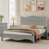 Queen Size Wood Bed, Retro Platform Bed Frame with Victorian Headboard & Footboard