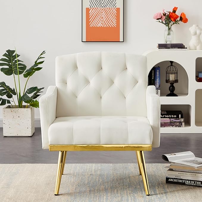 55-Inch Modern Velvet Loveseat Sofa with Gold Metal Legs & Side Pockets