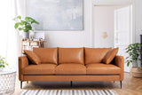 Jasper 85" Cognac Tan Brown 3 Seater Full Leather Couch | Mid Century Leather Sofa