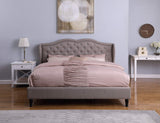 Premiere Curved Classics Cloth Light Grey Silver Linen 51" Tall Headboard Platform Bed