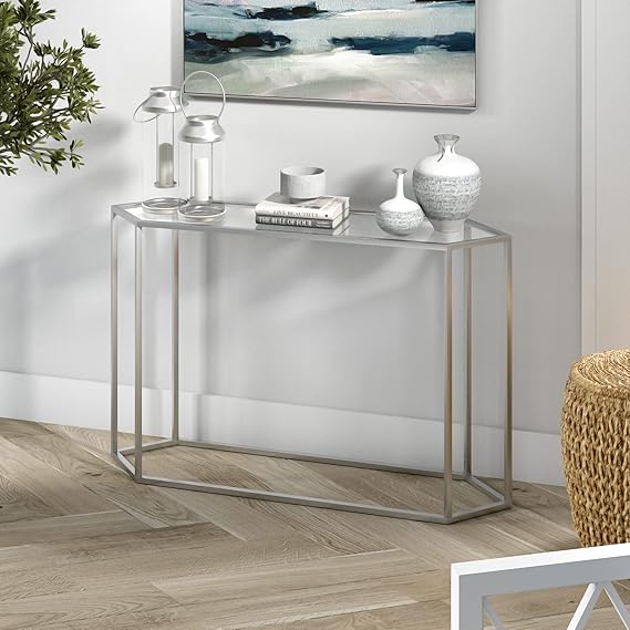 Beck 48'' Wide Hexagonal Console Table in Brass