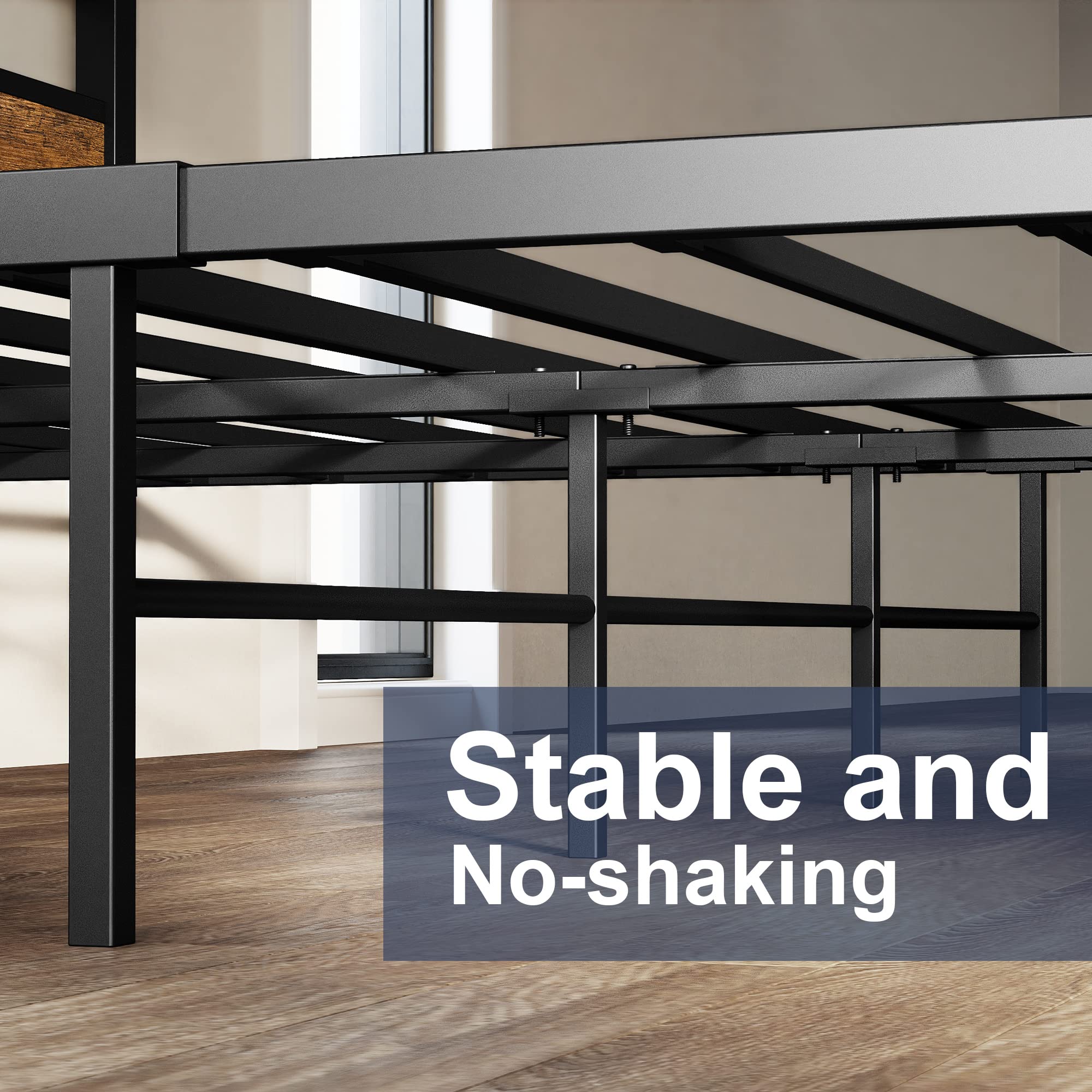 King Bed Frame and Headboard, Easy Assembly, Noise-Free, No Box Spring Needed