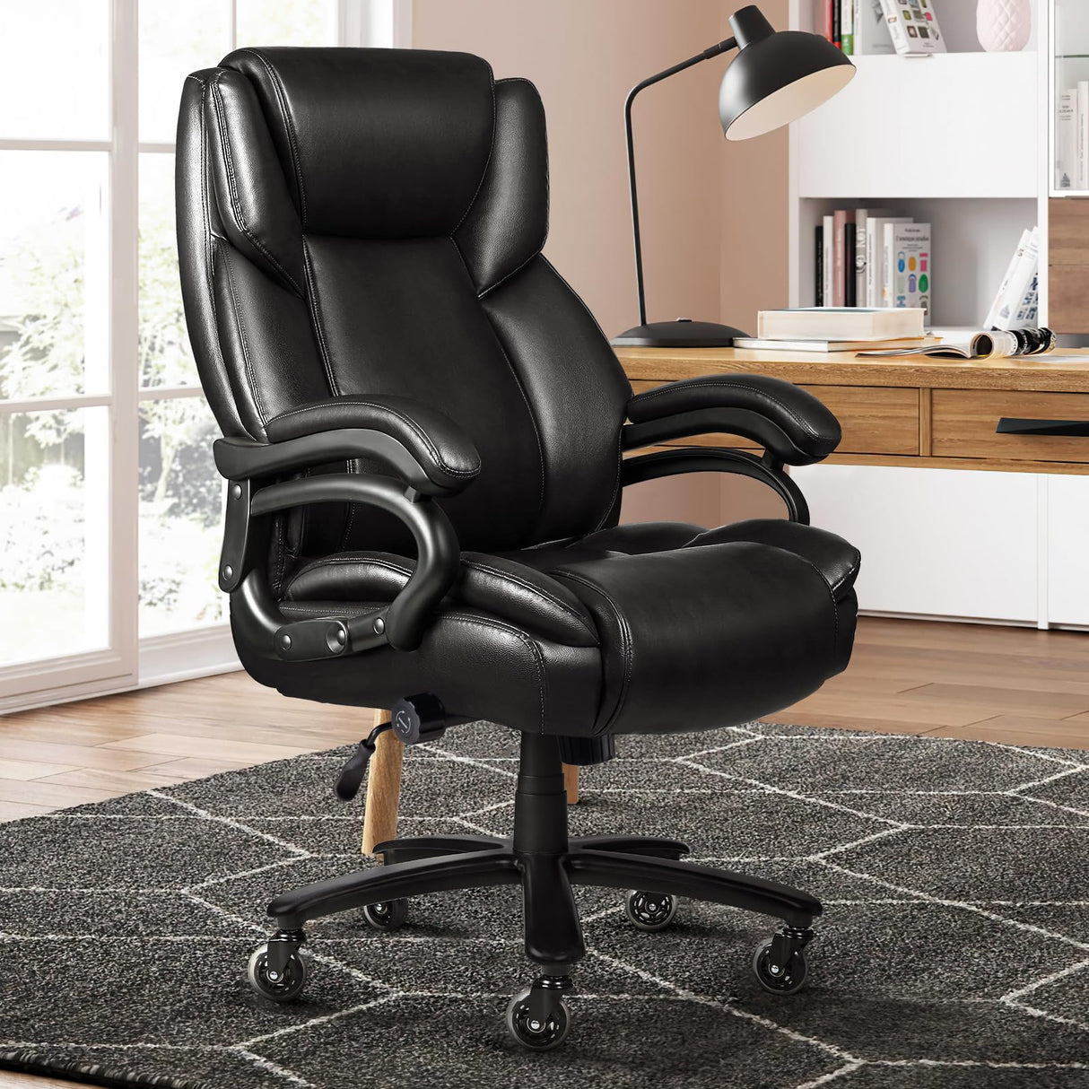 500lbs Heavy Duty Office Chair for Low Back Pain Relief, Big and Tall Office Chair with Ergonomic Lumbar Support