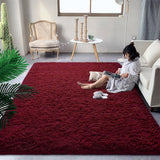 Super Soft Shaggy Rugs Fluffy Carpets, 6x9 ft, Burgundy Red Area Rug