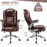 High Back Office Chair with Flip-up Armrests - Lifting Headrest, Built-in Adjustable