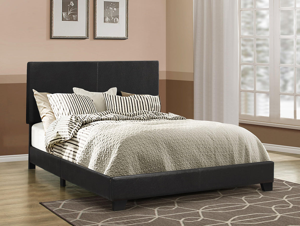 Dorian Modern Upholstered Eastern King Size Bed Frame Black Faux Leather Easy