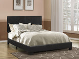 Dorian Modern Upholstered Eastern King Size Bed Frame Black Faux Leather Easy
