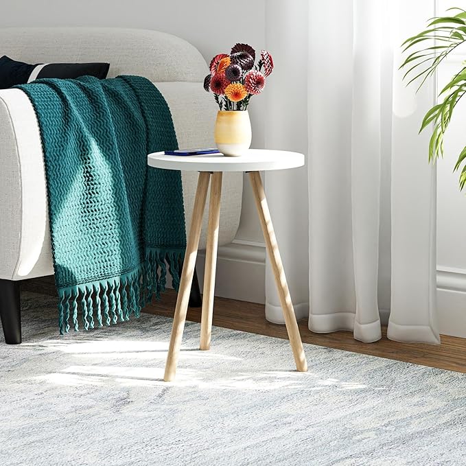 Small Round Side Tables for Living Room, Minimalist Circle Accent End Table Small Spaces