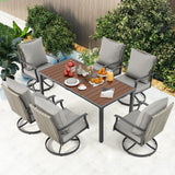 67''x33'' Outdoor Dining Table for 6, Metal Patio Dining Table with 1.97'' Umbrella Hole