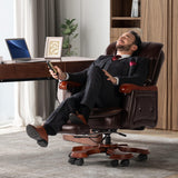 Jones Executive Office Chair with Massage,Genuine Leather Luxury Managerial Executive