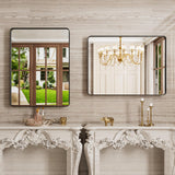 Black Bathroom Mirror, 24x36 Inch Rounded Rectangle Matte Framed Wall Mounted Mirror