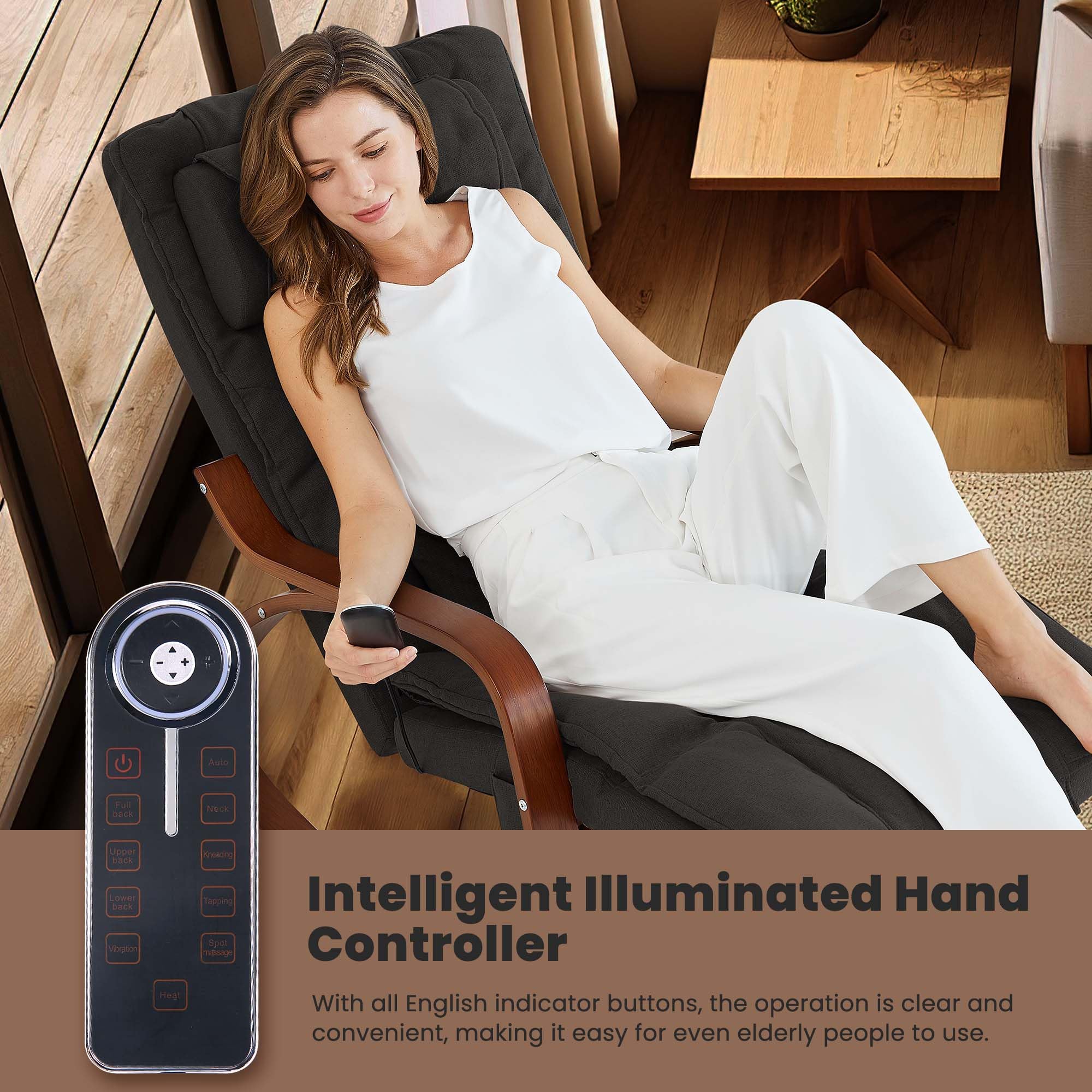 Massage Rocking Chair, Shiatsu Back and Neck Massager Recliner Chair