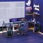 L Shaped Computer Desk Wood Corner PC Gaming Table