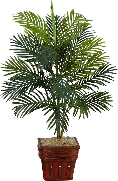 Areca Palm with Wicker Basket Silk Plant