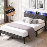 Queen Size Queen Bed Frame Metal Platform Bed Frame Storage Headboard