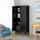 61" Tall Farmhouse Metal Pantry Cabinet, Kitchen Pantry Storage Cabinets
