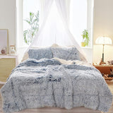 3-Piece Plush Shaggy Comforter Set, Full/Queen Size Luxury Faux Fur Sherpa Reversible