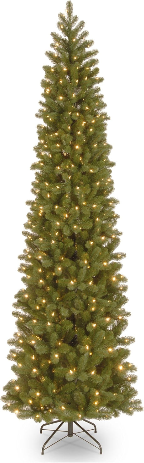 Pre-Lit 'Feel Real' Artificial Slim Downswept Christmas Tree, Green, Douglas Fir