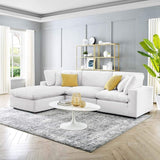 Down-Filled Overstuffed Performance Velvet 4-Piece Sectional Sofa