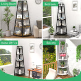 Corner Shelf White, 5 Tier Bookshelf, 70.8 Inch Tall Bookcase,