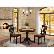 ANLG3-BCH-W 3 Piece Room Set Contains a Round Kitchen Table with Pedestal and 2 Dining Chairs,