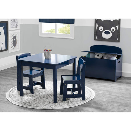 MySize Kids Wood Table and Chair Set (2 Chairs Included), Deep Blue