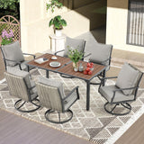 67''x33'' Outdoor Dining Table for 6, Metal Patio Dining Table with 1.97'' Umbrella Hole