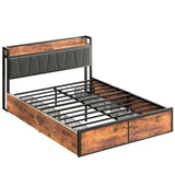 Queen Bed Frame with 4 Storage Drawers, Platform Bed