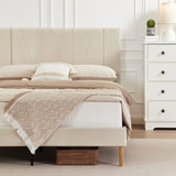 Upholstered Platform with Complete Headboard and Strong Wooden Slats