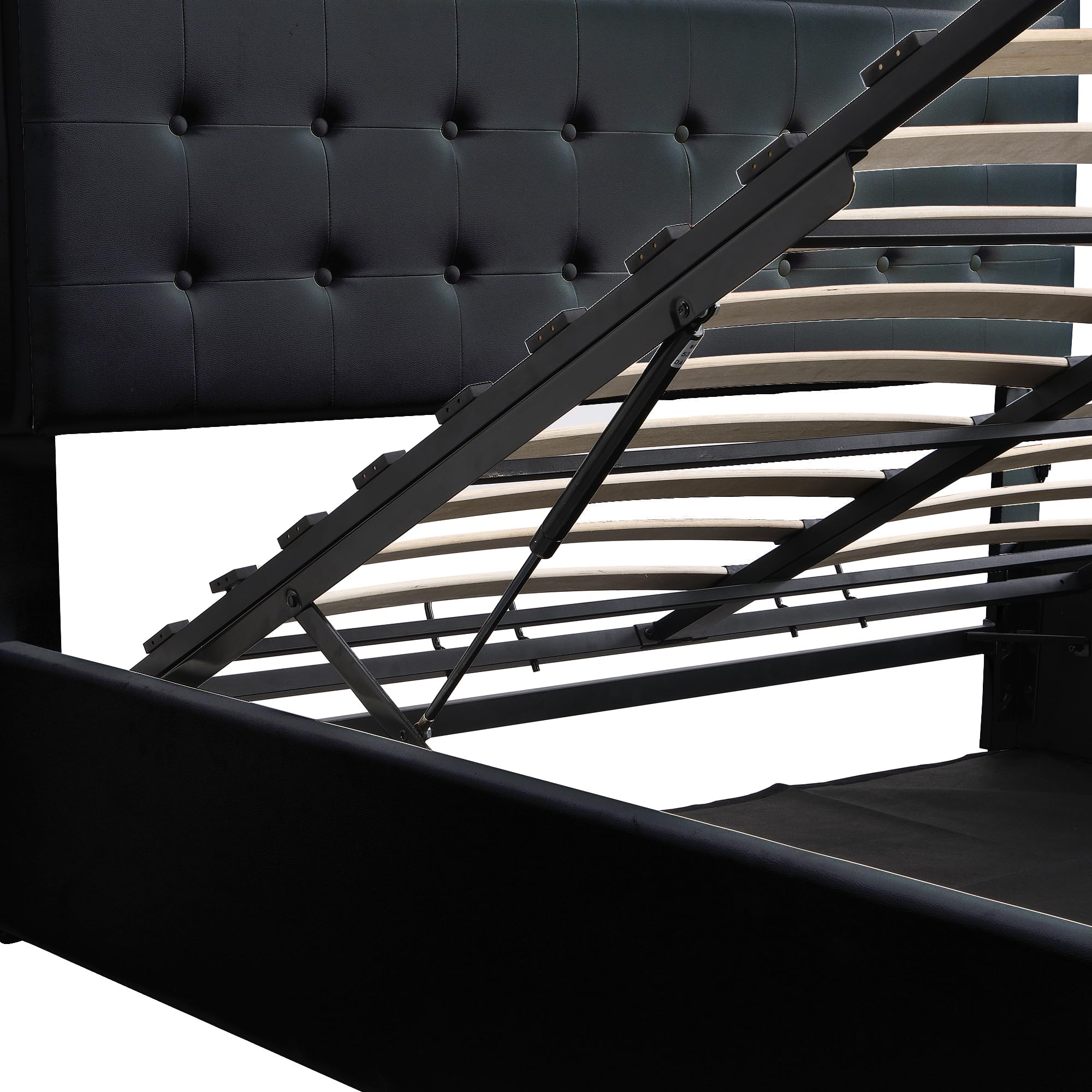 Queen Bed with Storage, LED Lights,Modern Tufted Upholstered Platform Bed