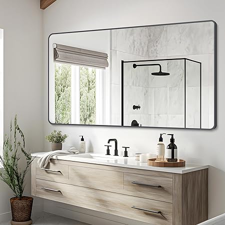 36" x 48"Bathroom Mirror, Matte Black Wall Mirror with Metal Frame