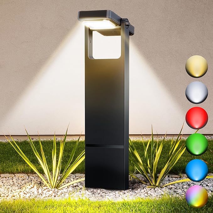 Solar Pathway Lights Outdoor 4 Pack, 360° Adjustable Panel