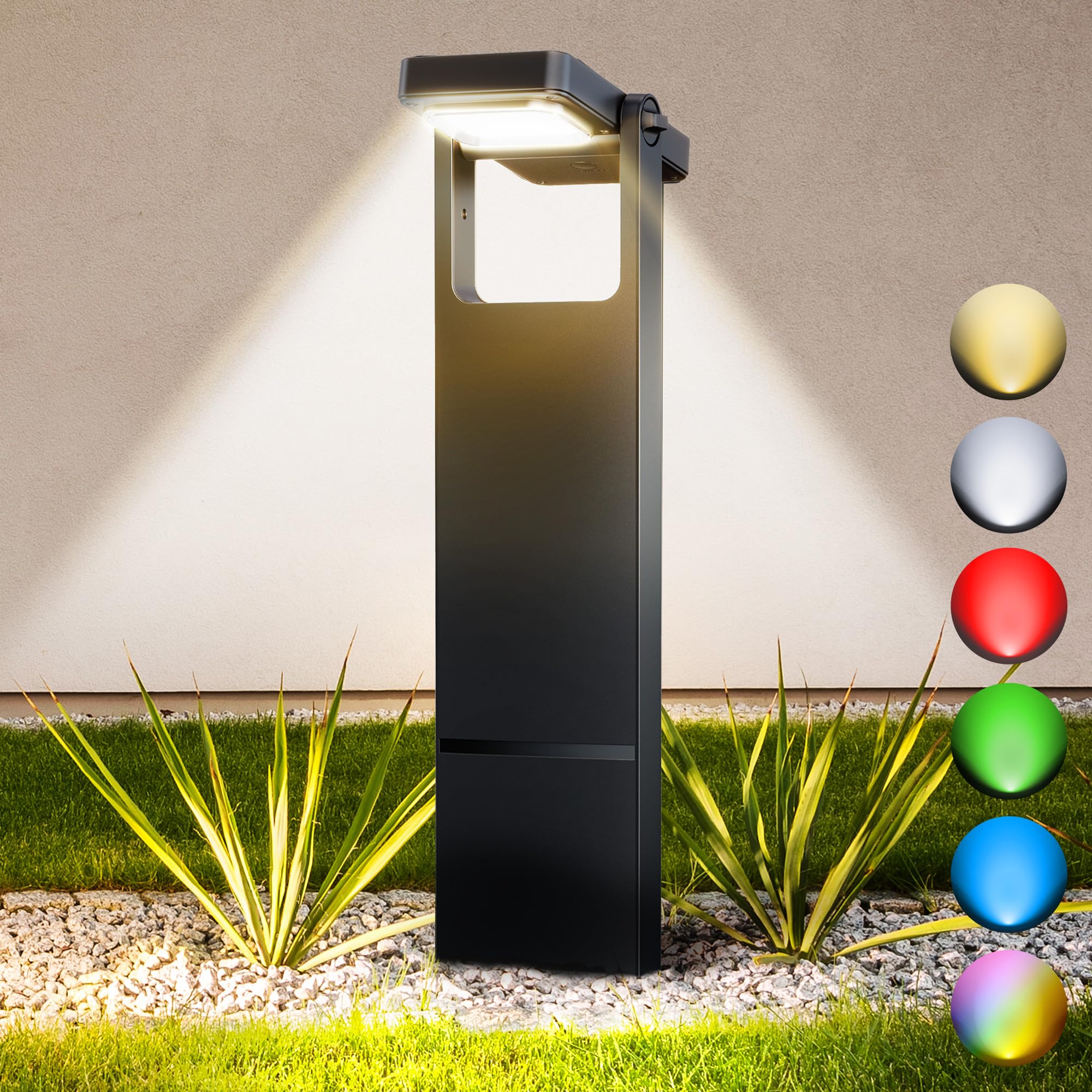 Solar Pathway Lights Outdoor 4 Pack, 360° Adjustable Panel