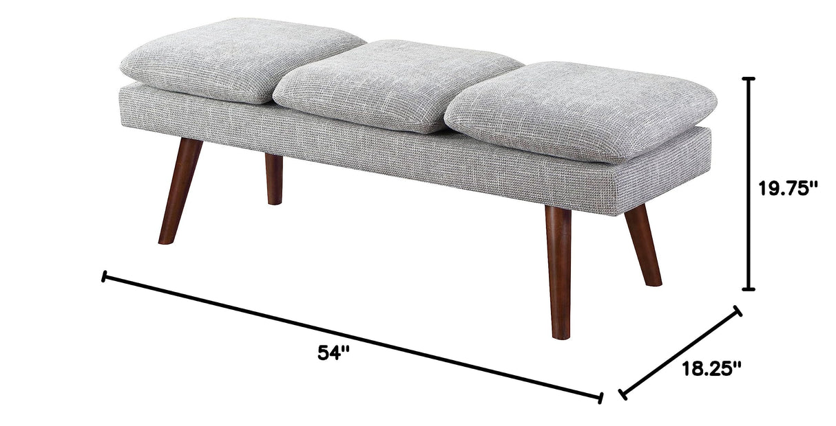 Home Furnishings Amanda 54" Mid-Century Bench with Cushions and Solid