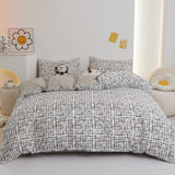 Plaid Duvet Cover Set Queen 100% Cotton Bedding Black and White Grid Checkered Print