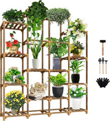 Plant Stand Indoor Outdoor, Tall Plant Shelf for Multiple Plants, 10 tiers 11 Pot Large Plant