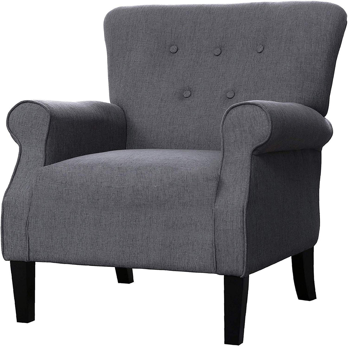 Modern Classic Accent Fabric Arm Chair, Linen Upholstered Single Sofa with Solid Wood Legs for Living Room, Bedroom, Club, 29.3"x28.7"x39.6", Dark Grey