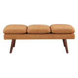 Amanda 54" Mid-Century Bench with Cushions and Solid Wood Tapered Legs,