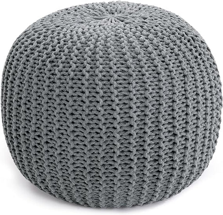 Unstuffed Ottoman Pouf Cover, 100% Cotton Handmade Knitted Ottoman Pouf