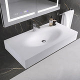 47"x21" Wall-Mounted Stone Resin Rectangular Vessel Sink