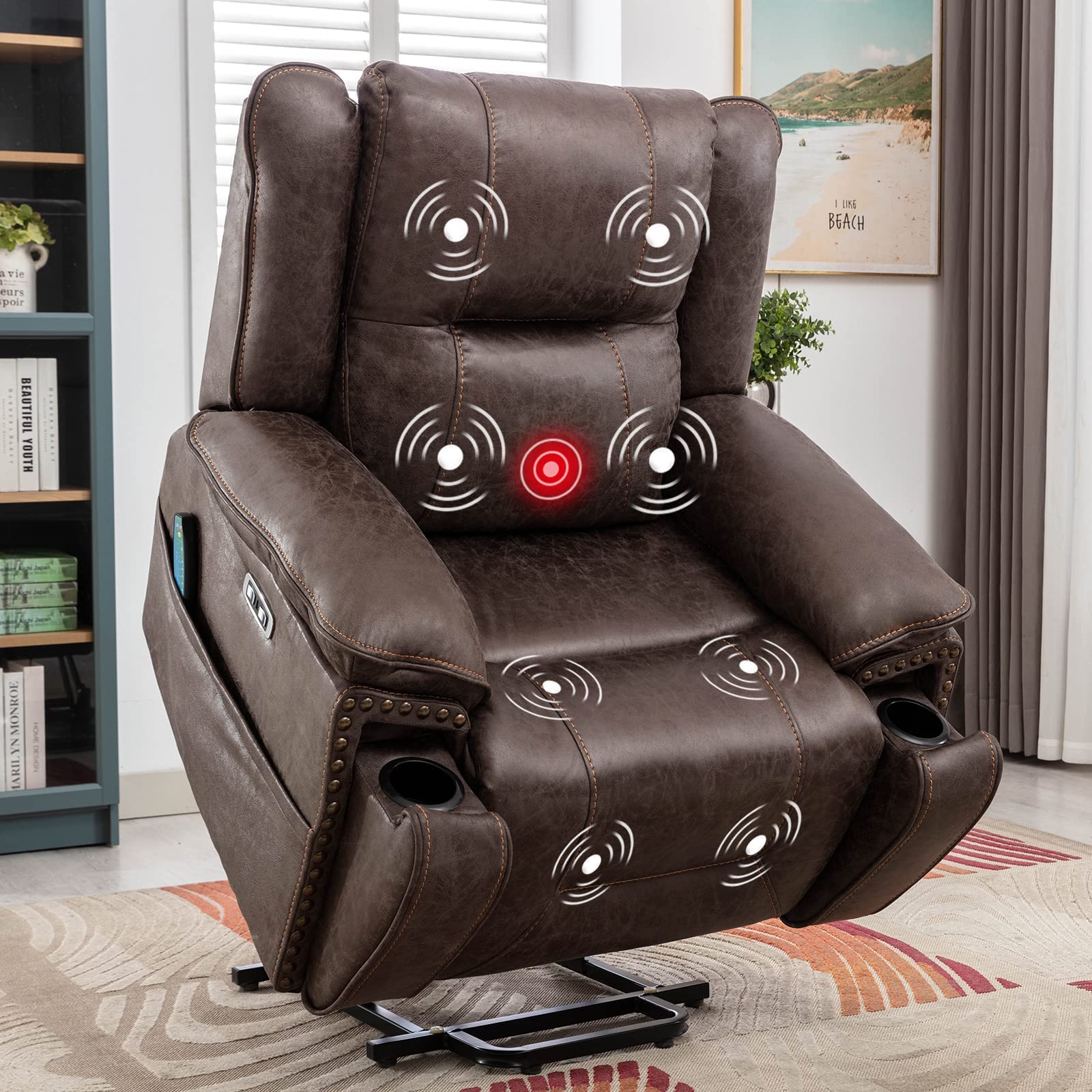 Dual Motor Large Power Lift Recliner Chair with Massage and Heat for Elderly Big People