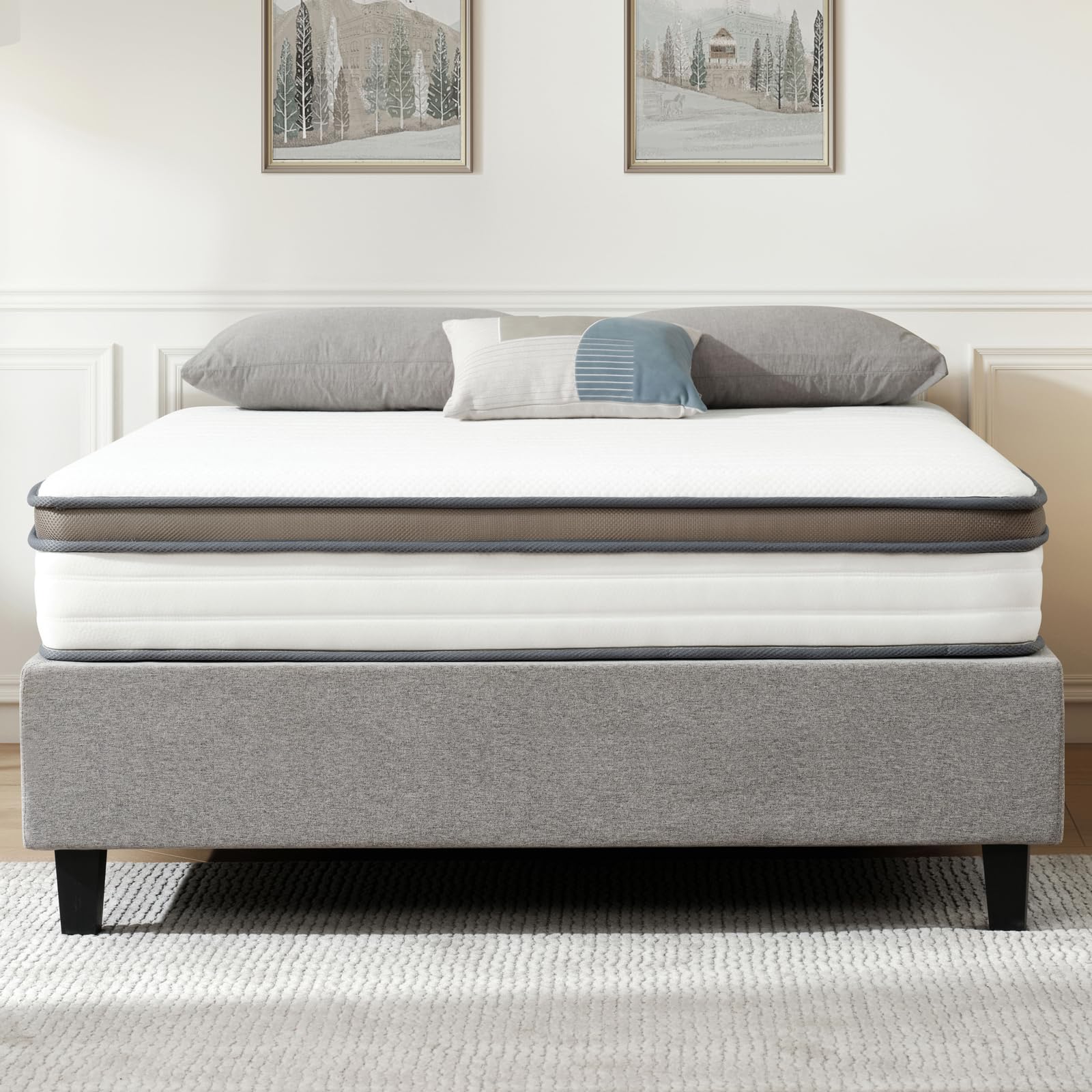 Twin Mattress, 10 Inch Twin Memory Foam and Spring Hybrid Mattress, Mattress in a Box