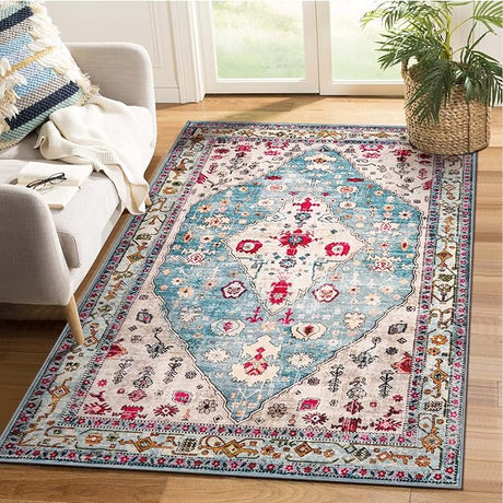 Machine Washable Area Rugs for Bedroom Aesthetic, 4x6 Soft Non Slip Living Room Rug