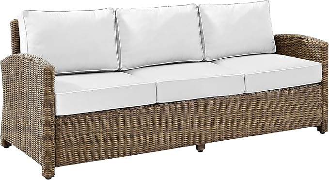 Bradenton Wicker Outdoor Sofa, 3-Person Patio Couch for Porch, Deck