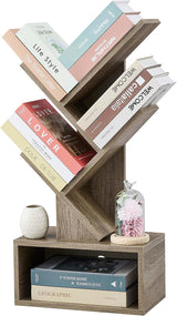 6 Tier Tree Bookshelf, Tall Bookcase with Drawer, Freestanding Book Shelf