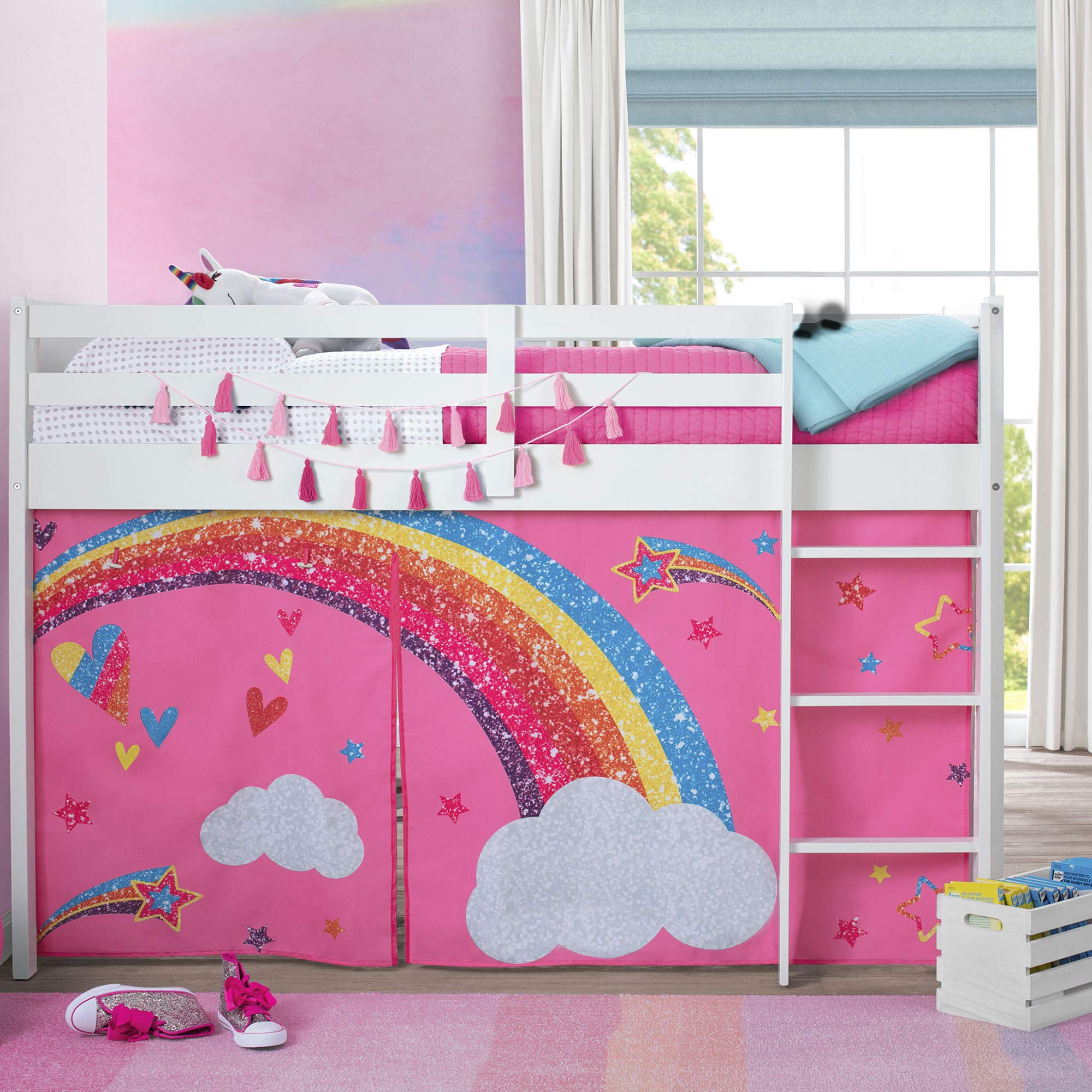 JoJo Siwa Loft Bed Tent - Curtain Set for Low Twin Loft Bed