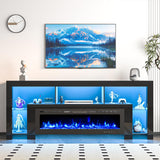94.5" Fireplace TV Stand with LED Lighting & Charging Station