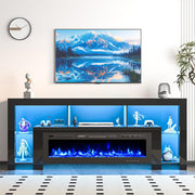 94.5" Fireplace TV Stand with LED Lighting & Charging Station