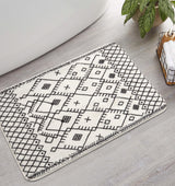 Uphome Bathroom Rugs 18x25 inch Boho Bath Mat Non-Slip Moroccan Geometric Farmhouse Bath Rug Soft Velvet Machine Washable Floor Mats for Bathroom Tub Sink Shower